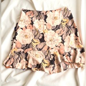 Loft Floral Asymmetrical Skirt Size 8